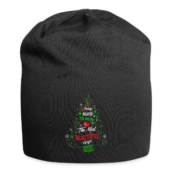 Being Related To Me – Lustiger Weihnachtsspruch - Jersey-Beanie - Schwarz - Vorne
