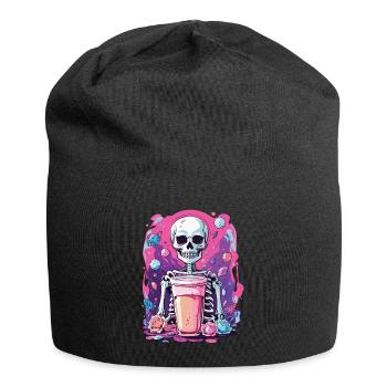 Gothic Bubble Tea Skeleton Halloween Aesthetic - Jersey Beanie - black - Front