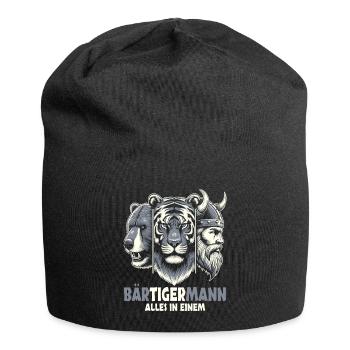 Bärtigermann Bär Tiger Mann Geschenk Bart - Jersey-Beanie - Schwarz - Vorne