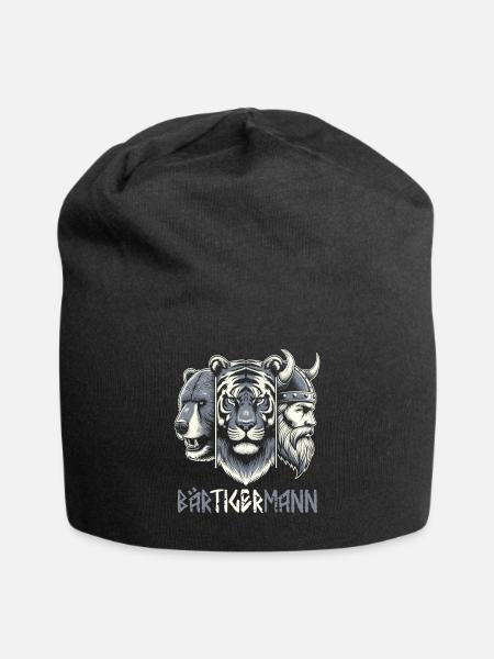 Bärtigermann Bär Tiger Mann Geschenk Bart - Jersey-Beanie - Schwarz
