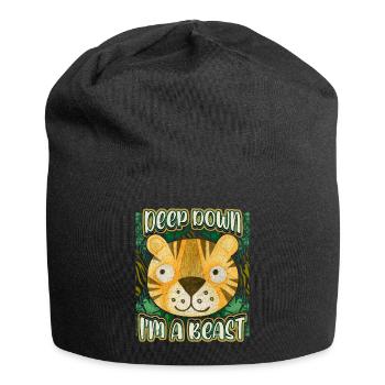 Funny Tiger Saying, Kawaii Jungle Tiger - Jersey Beanie - black - Front