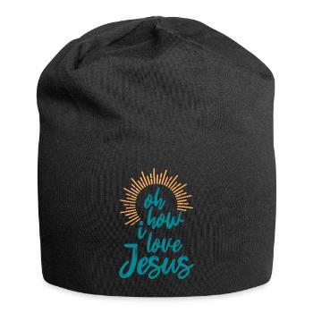 Oh How I Love Jesus Christian Faith Jesus - Jersey Beanie - black - Front