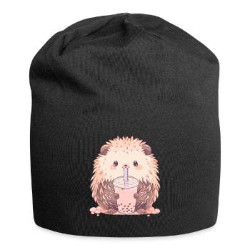 Kawaii Hérisson Boissons Boba Bubble Tea Chibi - Bonnet en jersey - noir - Devant