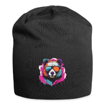 Großer Panda Pandabär Vintage - Jersey-Beanie - Schwarz - Vorne