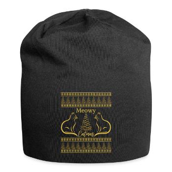 Meowy Catmas Christmas Cat Lover Christmas Mood - Jersey Beanie - black - Front