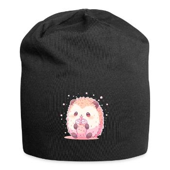 Kawaii Hérisson Boissons Boba Bubble Tea Chibi - Bonnet en jersey - noir - Devant
