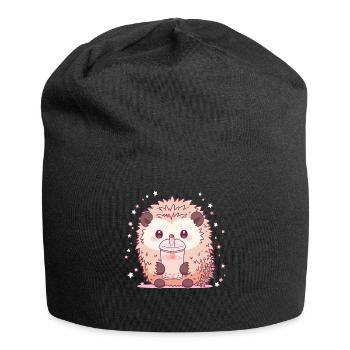 Kawaii Hérisson Boissons Boba Bubble Tea Chibi - Bonnet en jersey - noir - Devant