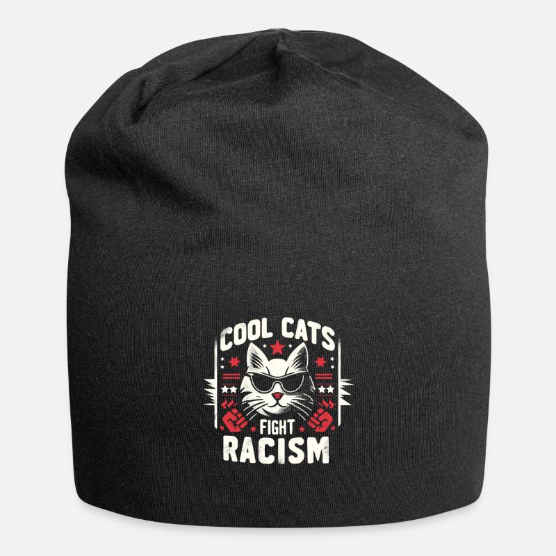 Katzen Bekämpfen Rassismus Antirassismus - Jersey-Beanie - Schwarz