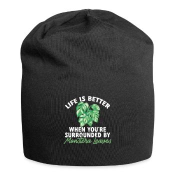 Monstera Deliciosa Albo Plante d’intérieur botanique - Bonnet en jersey - noir - Devant