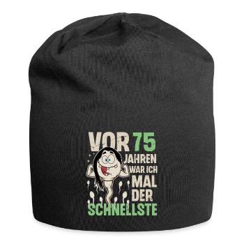 75. Geburtstag 75 Jahre War Ich Mal Der Schnellste - Jersey-Beanie - Schwarz - Vorne