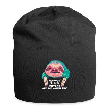 Heut pass' ich ganz extrem auf die Couch auf - Jersey-Beanie - Schwarz - Vorne