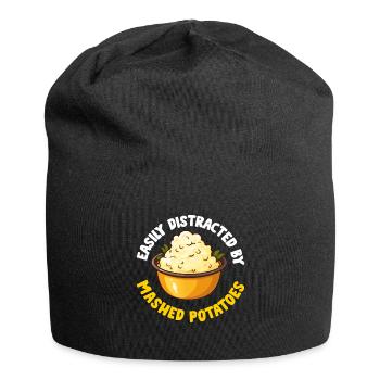 Amateur de purée de pommes de terre Nourriture de pommes de terre au beurre drôle - Bonnet en jersey - noir - Devant