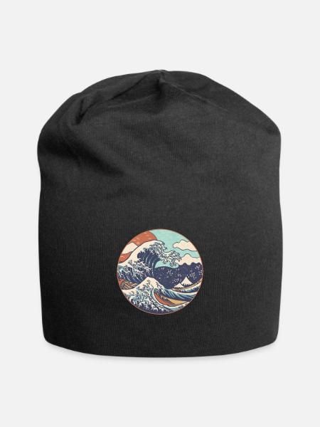 Kanagawa Japanisch Die große Welle - Jersey-Beanie - Schwarz