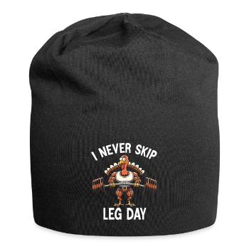 I Never Miss Leg Day Turkey Squat Thanksgiving - Jersey-Beanie - Schwarz - Vorne