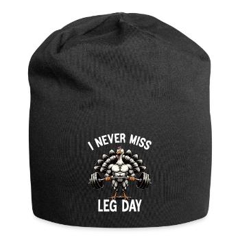 I Never Miss Leg Day Turkey Squat Thanksgiving - Jersey-Beanie - Schwarz - Vorne