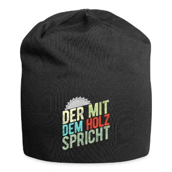 Der Mit Dem Holz Spricht Baum Wald Natur Baumfälle - Jersey-Beanie - Schwarz - Vorne