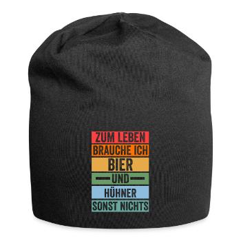 Bier Huhn Hühnerstall Bauernhof Bauer Landwirt Hüh - Jersey-Beanie - Schwarz - Vorne