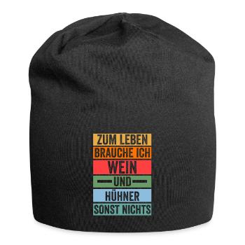 Wein Huhn Hühnerstall Bauernhof Bauer Landwirt Hüh - Jersey-Beanie - Schwarz - Vorne