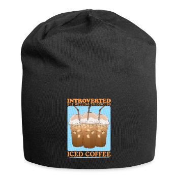 Eiskaffee Iced Coffee Kaffee Liebhaber Geschenk - Jersey-Beanie - Schwarz - Vorne