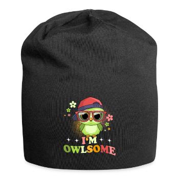 Eule Eulen I`m Owlsome - Jersey-Beanie - Schwarz - Vorne