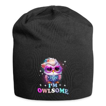 Eule Eulen I`m Owlsome - Jersey-Beanie - Schwarz - Vorne