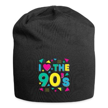 Yellow 90's Retro Love Celebration Whimsy - Jersey Beanie - black - Front