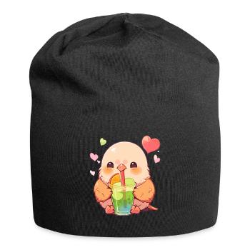 Inséparable kawaii boit Boba Bubble Tea Chibi - Bonnet en jersey - noir - Devant