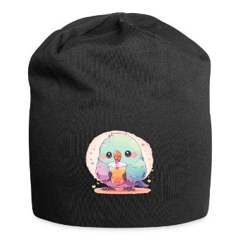 Inséparable kawaii boit Boba Bubble Tea Chibi - Bonnet en jersey - noir - Devant