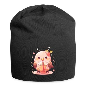 Inséparable kawaii boit Boba Bubble Tea Chibi - Bonnet en jersey - noir - Devant