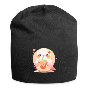 Inséparable kawaii boit Boba Bubble Tea Chibi - Bonnet en jersey - noir - Devant