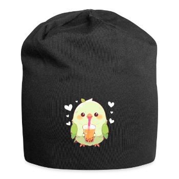 Inséparable kawaii boit Boba Bubble Tea Chibi - Bonnet en jersey - noir - Devant