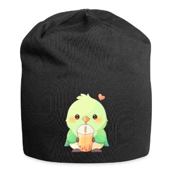 Inséparable kawaii boit Boba Bubble Tea Chibi - Bonnet en jersey - noir - Devant