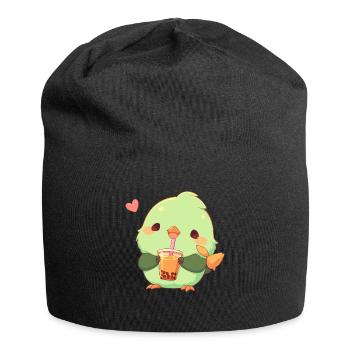 Inséparable kawaii boit Boba Bubble Tea Chibi - Bonnet en jersey - noir - Devant