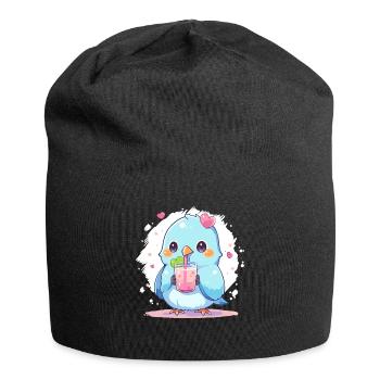 Inséparable kawaii boit Boba Bubble Tea Chibi - Bonnet en jersey - noir - Devant