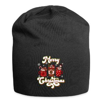 Merry Christmas Glühweinbude Weihnachten - Jersey-Beanie - Schwarz - Vorne