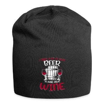 I Takes A Lot Of Good Beer To Make Great Wine Wine - Jersey-Beanie - Schwarz - Vorne