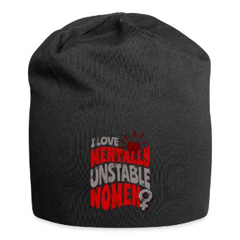 I Love Mentally Unstable Women Ironic Meme Retro - Jersey-Beanie - Schwarz - Vorne