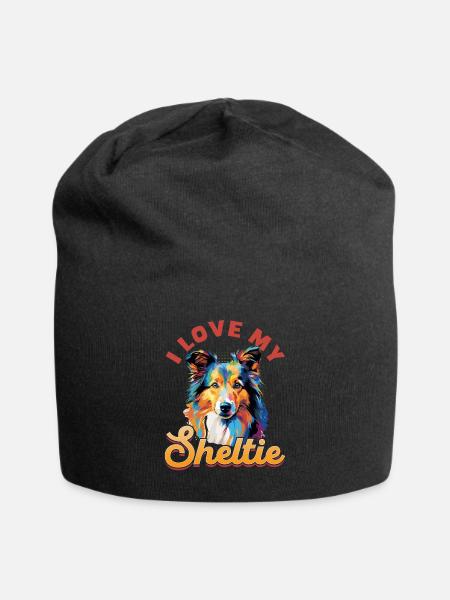Shetland chien de berger chien Sheltie - J’aime mon Sheltie - Bonnet en jersey - noir