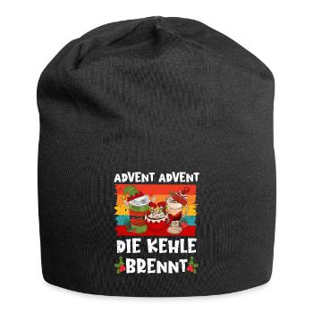 Glühwein Fan Advent Advent die Kehle Brennt - Jersey-Beanie - Schwarz - Vorne