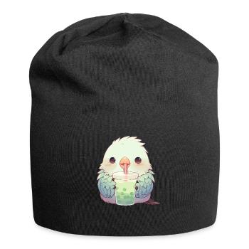 Inséparable kawaii boit Boba Bubble Tea Chibi - Bonnet en jersey - noir - Devant