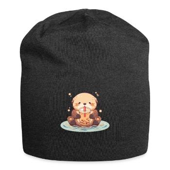 Kawaii Loutre Boissons Boba Bubble Tea Chibi - Bonnet en jersey - charbon - Devant