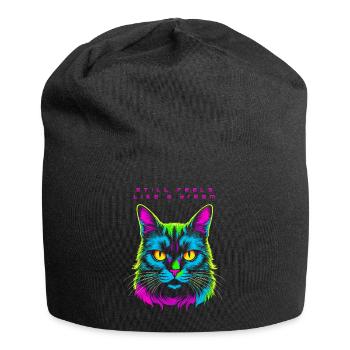 cat still feel like a dream after techno rave part - Jersey-Beanie - Schwarz - Vorne