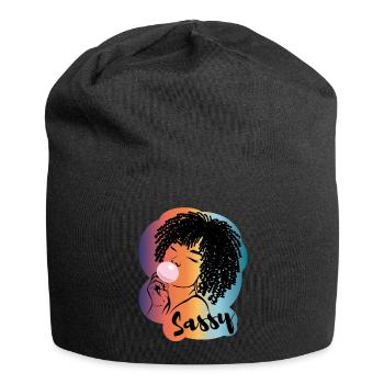 Sassy Chic with Afro Charm - Jersey Beanie - black - Front