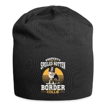 Border Collie Dog Property of a spoiled rotten - Jersey Beanie - black - Front