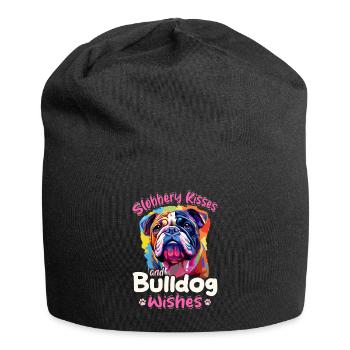 Bouledogue anglais britannique - baisers baveux - Bonnet en jersey - noir - Devant