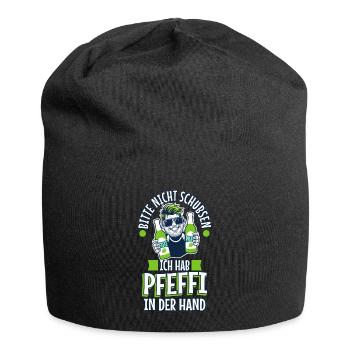 Bitte nicht schubsen ich hab Pfeffi in der Hand - Jersey-Beanie - Schwarz - Vorne