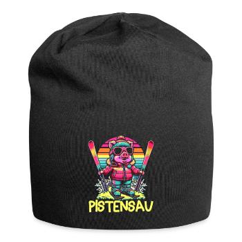 Pistensau - Perfekt für Skifahrer und Après-Ski - Jersey-Beanie - Schwarz - Vorne