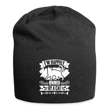 Funny I'm Happily Owned By A Cat For A Cat Owner - Jersey-Beanie - Schwarz - Vorne
