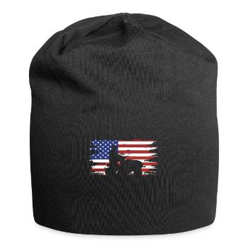 Tondeuse de course drôle Drapeau américain - Bonnet en jersey - noir - Devant