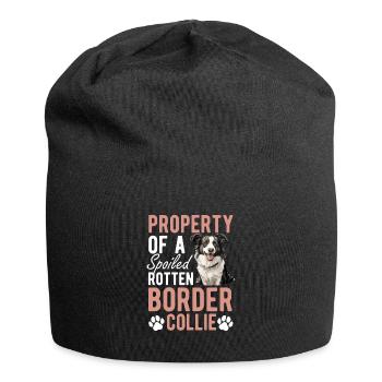 Border Collie Dog Property of a spoiled rotten - Jersey Beanie - black - Front